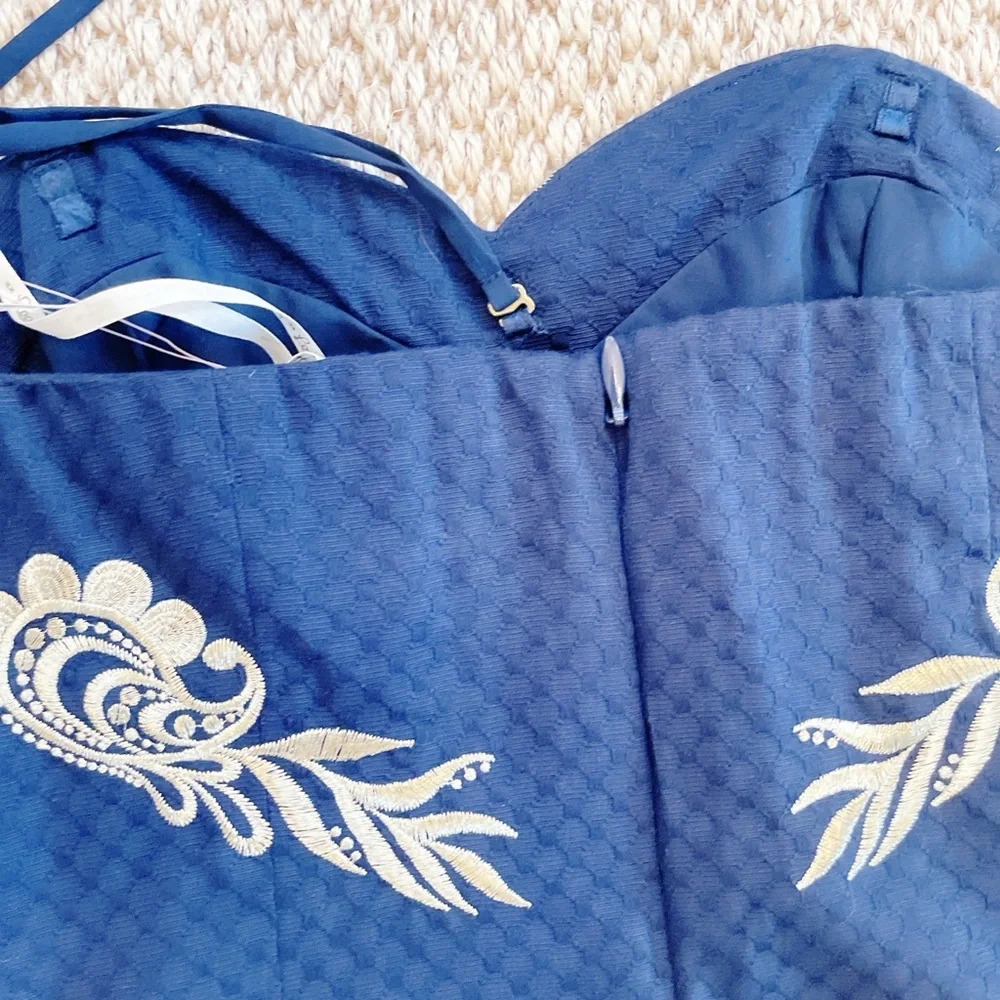 NWT Lilly Pulitzer DEMI CONVERTIBLE DRESS True Navy Embroidered Gold 2 - Picture 10 of 11